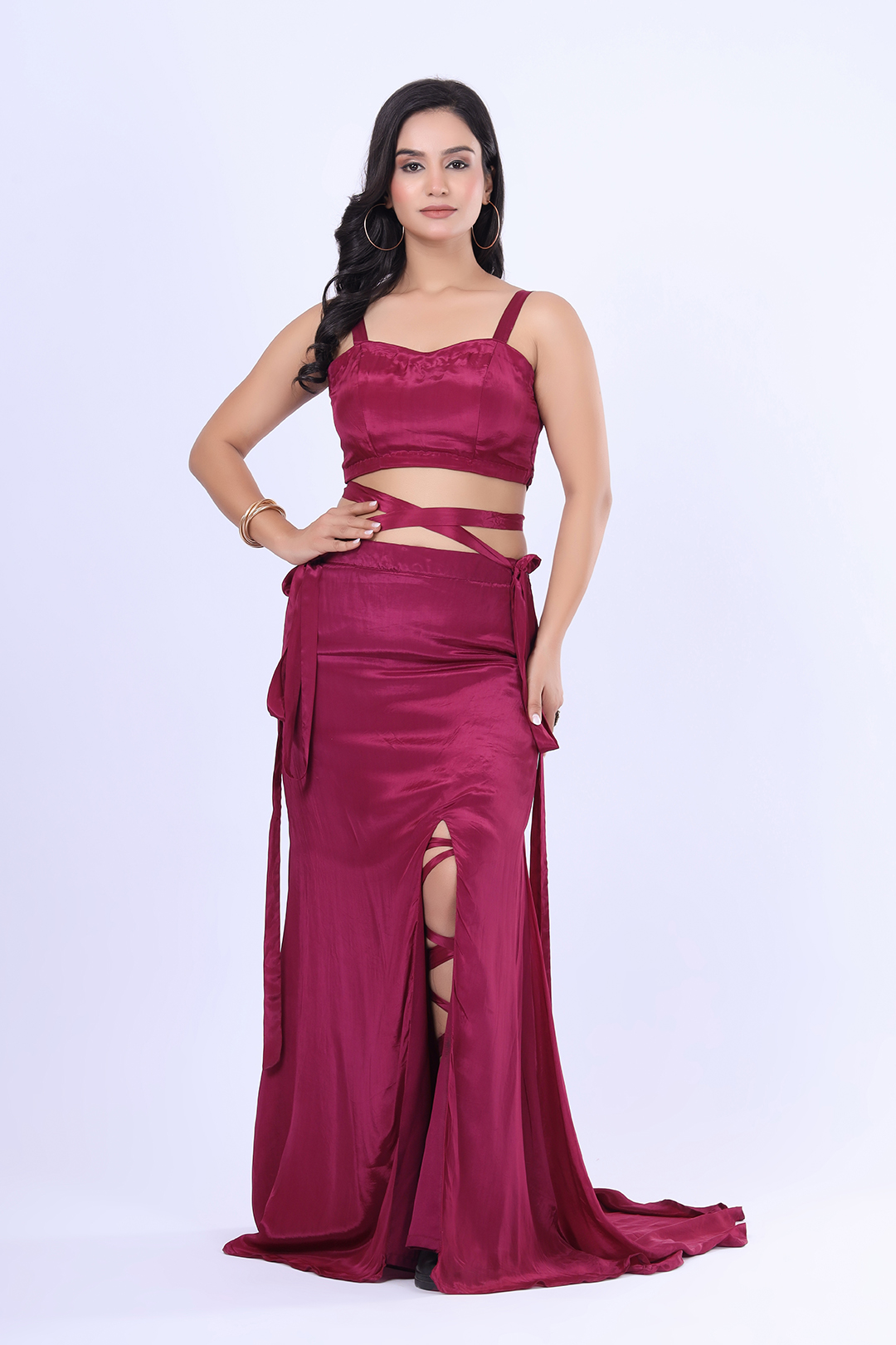 V Glame mulberry purple Elegance Two-Piece Set – Pure Crepe Ensemble